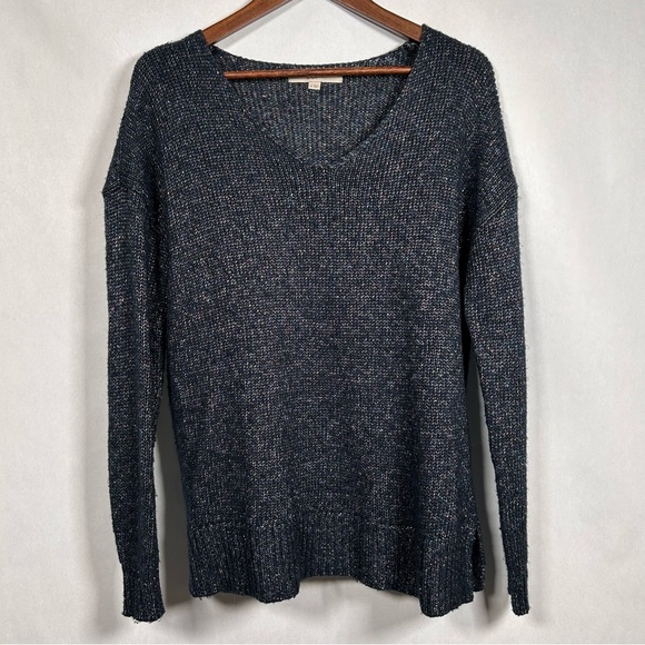 Loft Navy Blue with Multicolor Woven Sweater - Picture 1 of 12
